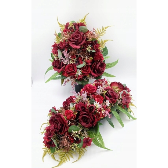 Stroik na cmentarz, kwiaty sztuczne, komplet, wiązanka, kompozycja na grób