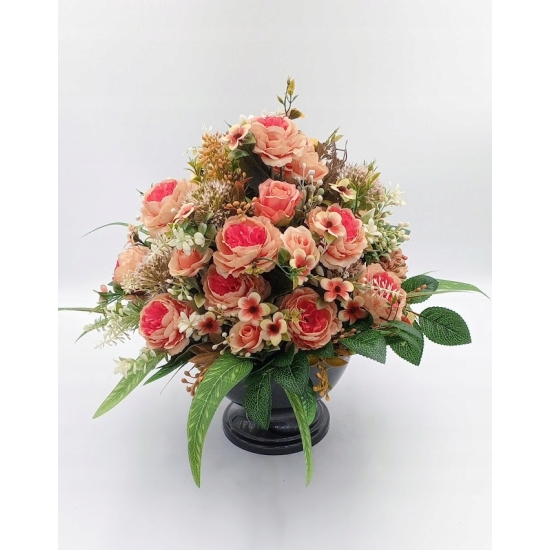 Kwiaty sztuczne, komplet, kompozycja na grób, stroik na cmentarz, wazon