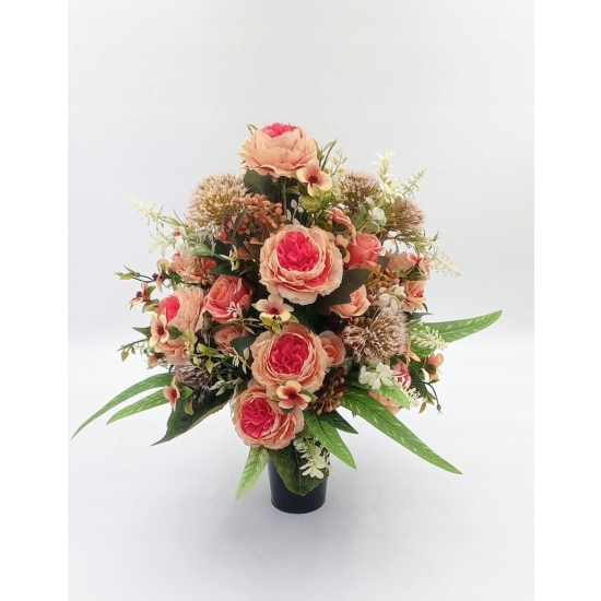 Kwiaty sztuczne, komplet, kompozycja na grób, stroik na cmentarz, wazon