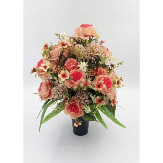 Kwiaty sztuczne, komplet, kompozycja na grób, stroik na cmentarz, wazon