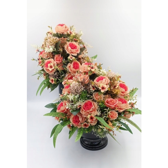 Kwiaty sztuczne, komplet, kompozycja na grób, stroik na cmentarz, wazon