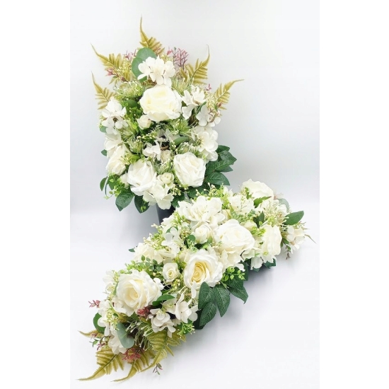 Stroik na cmentarz, kwiaty sztuczne, komplet, wiązanka, kompozycja na grób