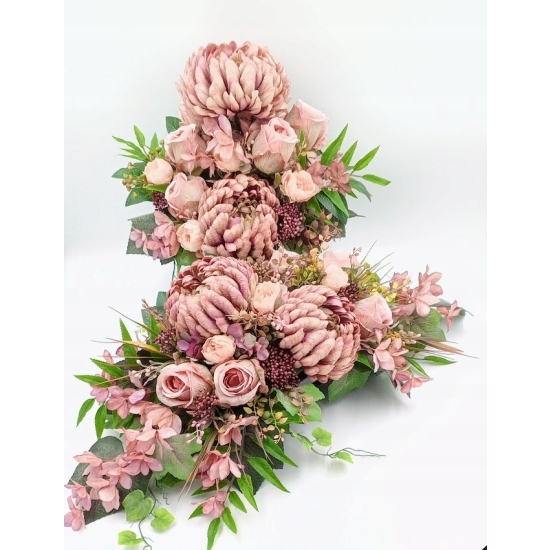 Stroik na cmentarz, kwiaty sztuczne, komplet, wiązanka, kompozycja na grób