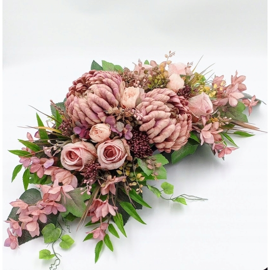 Stroik na cmentarz, kwiaty sztuczne, komplet, wiązanka, kompozycja na grób