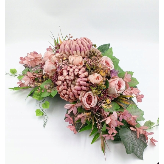 Stroik na cmentarz, kwiaty sztuczne, komplet, wiązanka, kompozycja na grób