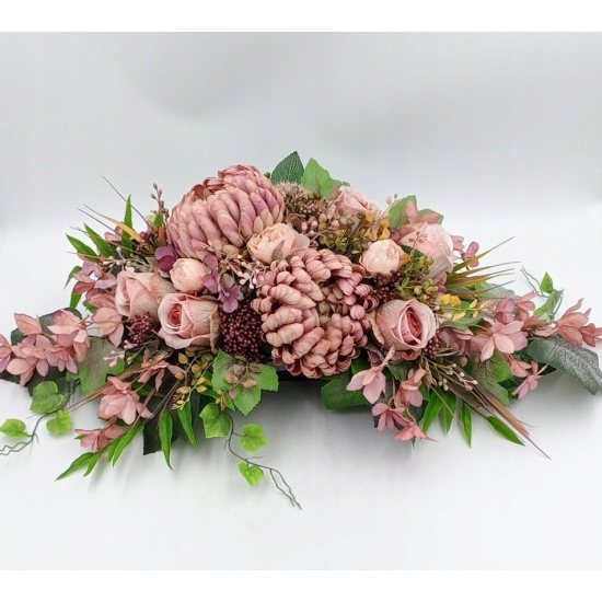 Stroik na cmentarz, kwiaty sztuczne, komplet, wiązanka, kompozycja na grób